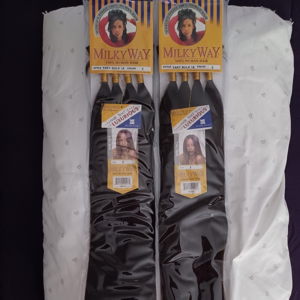 Milky Way 100% Human Braiding Hair. Style Yaky Bulk 18 inches color #2.